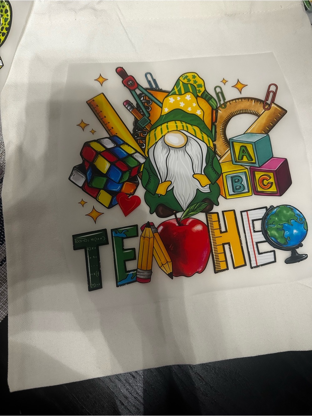 Teacher Gnome Home Art Print - Green Multi-Color